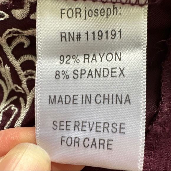 FOR JOSEPH Purple Embroidered Floral SATIN YOKE Boho Flowy Shift L/S Dress Sz M - Picture 9 of 10